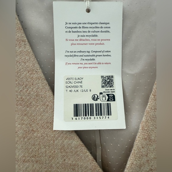 NWT Sezane - Elroy vest, in mottled ecru, size 40 (US8) - Picture 5 of 7